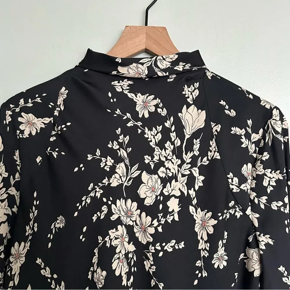 Free People Revolve Aries Long Sleeve Floral Printed Open Back Mini Dress